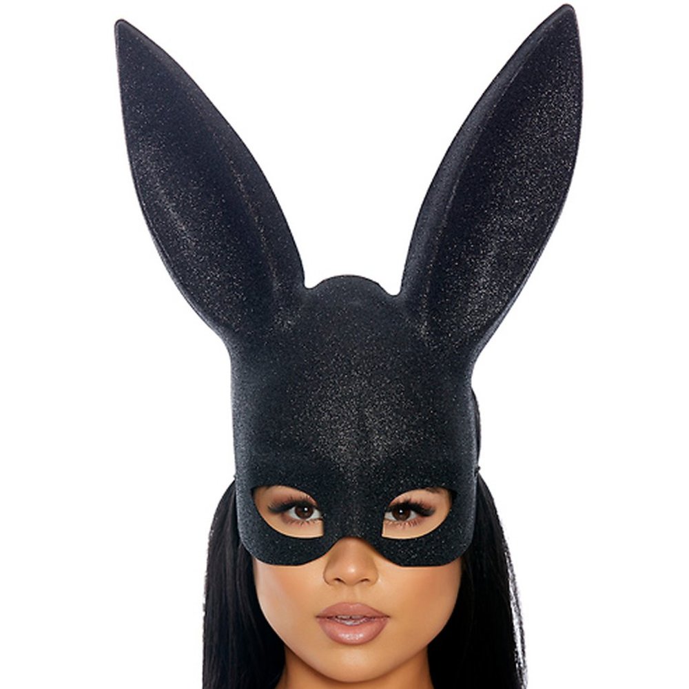 Black Glitter Edgy Bunny Mask